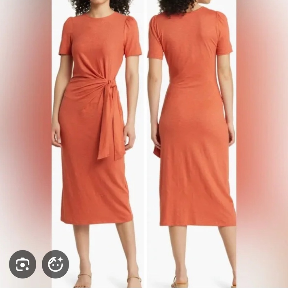 Boden Knot Front Jersey Midi Dress